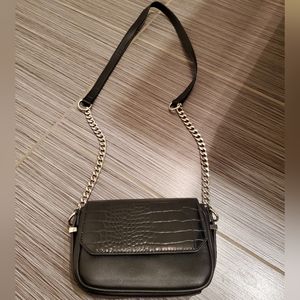 ASOS crossbody croc effect flap bag in black NWOT